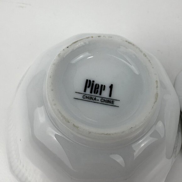 White Pier 1 Lotus Scalloped Porcelain Bowls Set Of 2 Tulip 4 1/2” - Picture 2 of 7